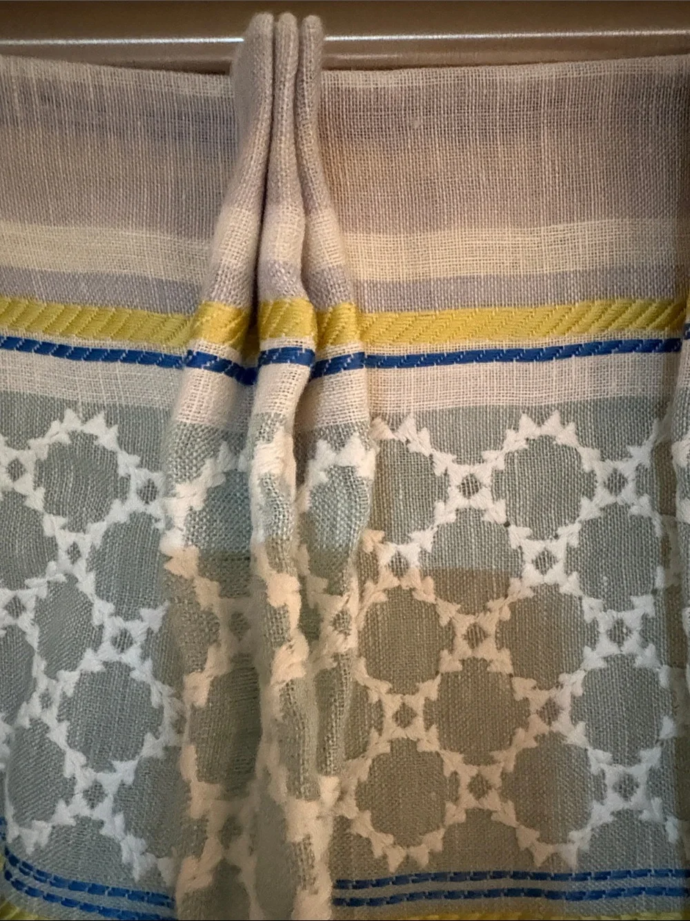 Custom Striped Geometric Blue Green Window Curtain Panels-2Sets
